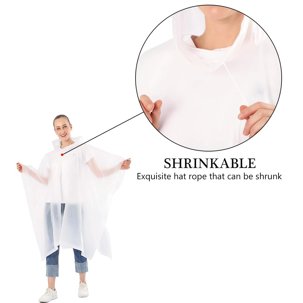 Proberos Reusable EVA Raincoats with Hood Unisex Rain Ponchos Hooded Raincoat for Camping, Hiking, Music Festival & Outdoor Activities, 1 Pack (White)