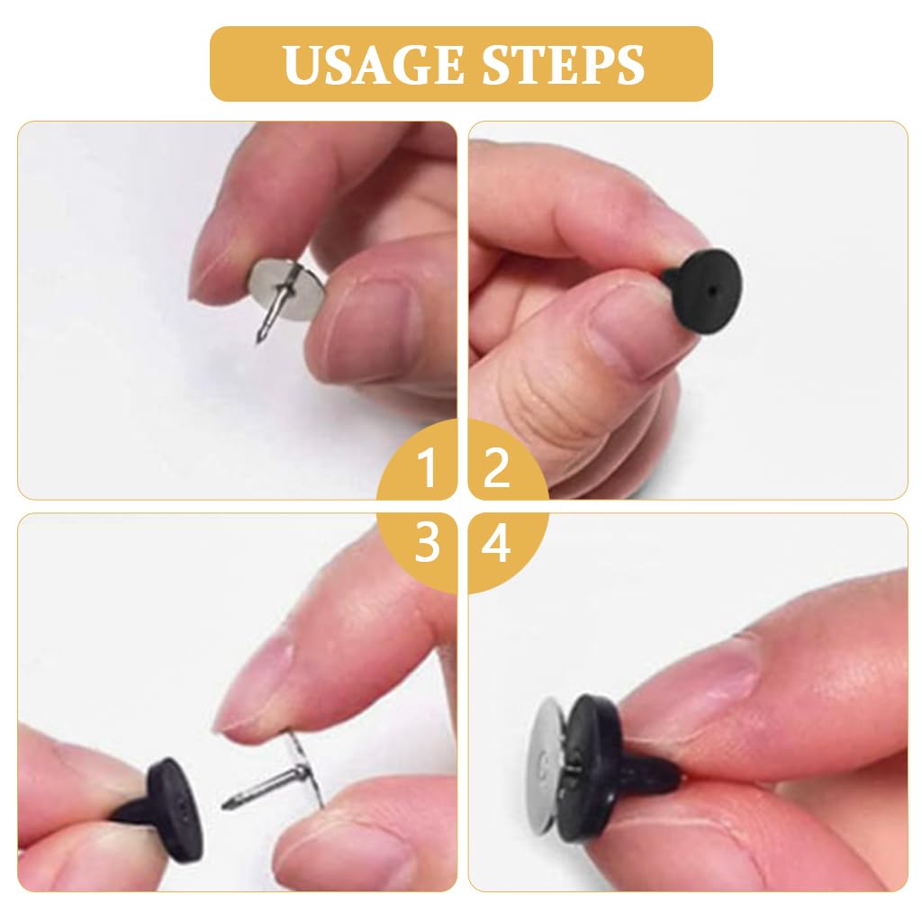 PALAY 50 Pairs Rubber Blank Pin Backs Butterfly Clutch Backings Holder Tie Tacks Keepers Replacement with 9mm Length 10mm Width Lapel Enamel Pins for Craft Making DIY