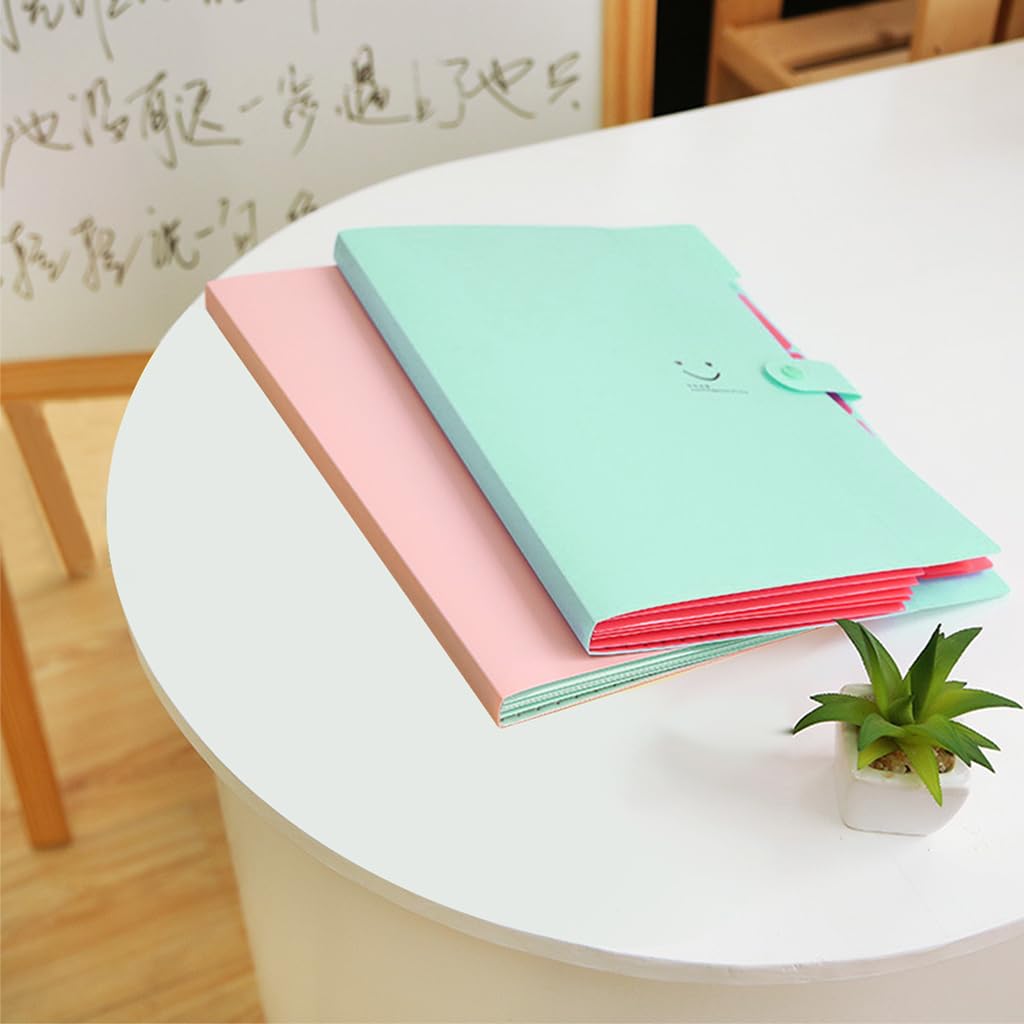 HASTHIP 2Pcs File Folder with Labels, Accordion File Folder, Expanding File Folder with Separate 5 Compartments A4 File Folders, Folder File for Documents, Filing Products Folder, Folders for School