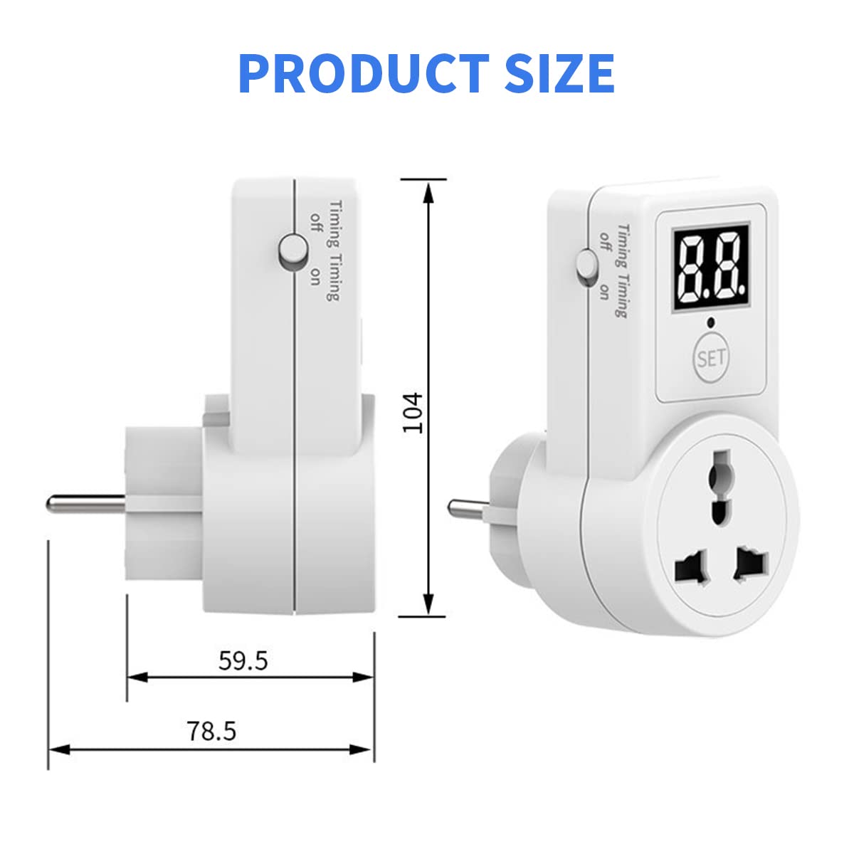 Serplex Timer Socket Three Pin Plug Socket Timer Digital Timer Outlet Timer Plug for 2-prongs Power Outlet, Smart Socket with Auto Timer Programmable Digital Timer Switch with 3pin Plug Socket