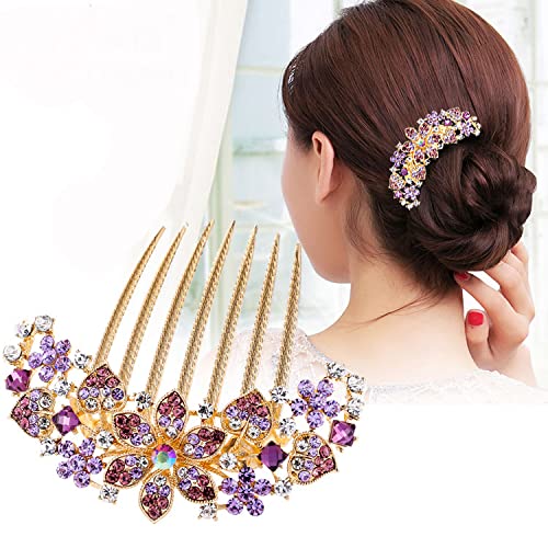 PALAY Metal Hair Clips for Women Stylish Latest Rhinestone 7-Claw Side Comb Clips for Hair for Women, Non-slip Bun Hair Comb Pin Hairpin Hair Accessories Ladies Gift