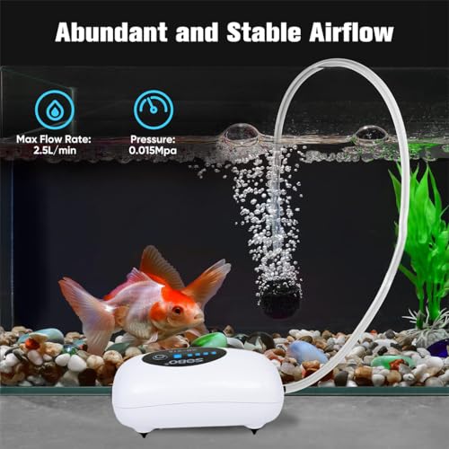 Qpets Aquarium Air Pump Mini Fish Tank Air Pump USB Rechargeable Fish Tank Oxygen Generator Machine with Tube and Air Stone Portable Outdoor Fishing Air Pump Oxygen Generator