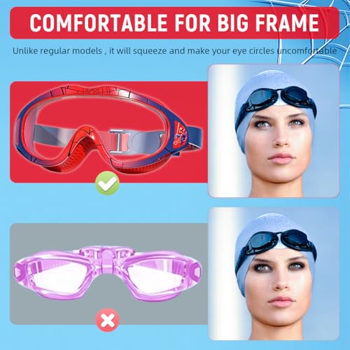 Proberos® Swimming Goggles for Kids 6-12 Years Old Super Hero UV Protection Anti-fog Coated HD with Integrated Earplugs Adjustable Silicone Head Strap Storage Box 2PCS