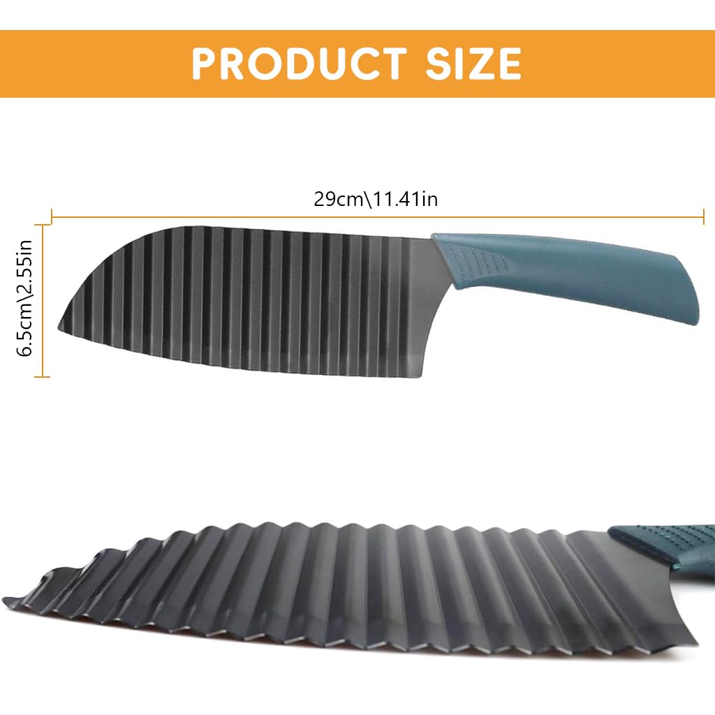 Supvox Crinkle Cutter Knife, Crinkle Cutter for Potatoes Veggies, Stainless Steel Wave French Fry Cutter Slicer Large Cutter with Peeler for Salad Cucumber Carrots Fruit