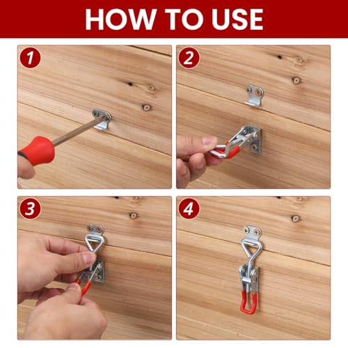 Serplex® Toggle Clamp Combo, 6 Pcs Latch with Lock Hole & 4 Pcs Antislip Hold Down Clips, 330/220Lbs, Quick Release, Heavy Duty for Cabinet, Toolbox, Woodworking, Welding, DIY Projects
