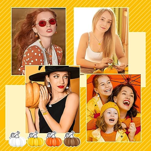 SANNIDHI 16pcs Pumpkin Charms for Jewellery Making Halloween 3D Pumpkin Alloy Pendants Mini Jewelry Accessory Charm for Necklace Bracelet Earring Thanksgiving DIY Crafting