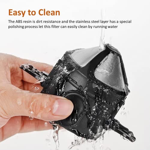 HASTHIP® Filter Coffee Maker Double Mesh Pour Over Food Grade Stainless Steel Plastic Dripper Paperless Foldable Fit Most Cup Keep Flavour Easy Use Clean 3PCS