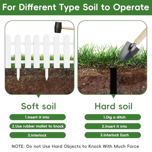 HASTHIP® 12PCS Garden Fence Outdoor Border 50x30cm Connectable Plant Partition Fences Decorative White PVC for Flower Bed Green House Porch