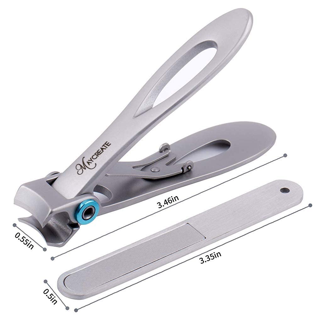 HASTHIP Stainless Steel Nail Cutter with Clippers,Trimmer,Toe nail Cutting,Fingernail with Wide Opening Sharp Jaws,Toenail Clippers for Thick Nails with Nail File for Men