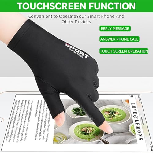 Proberos® Riding Gloves with Open Thumb Index Finger Tips Ice Silk UV Protection Outdoor Breathable Anti-Slip Fashion Sport Driving Golf Unisex Closing Fit Gloves 2 PCS