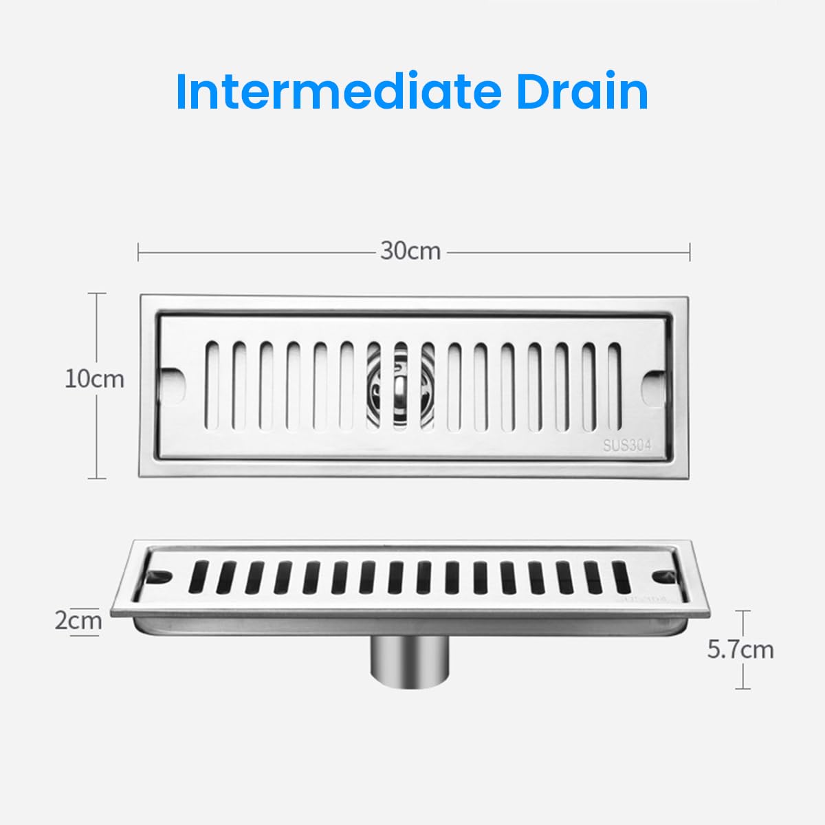 Serplex Linear Shower Drain Modern Bathroom Brushed 304 Stainless Steel Linear Shower Floor Drainer Floor Drain Bathroom Renovation Shower Floor Drain, 11.8 x 4 inches