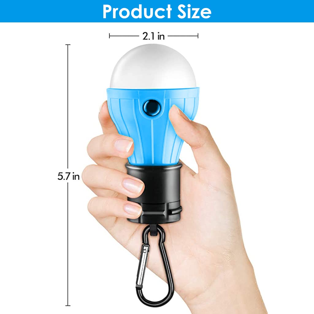 Proberos 4pack Camp Light with Carabiner, Battery LED Light Portable Lamp Emergency Lights for Camping Hiking Outdoor Home, Battery Powered(Battery Not Included)