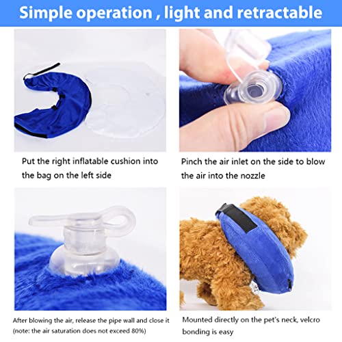 Qpets® Inflatable E Collar with Soft Cotton Cover Velcro Strap Adjustable Size After Surgery Anti-Licking Cone for Cat Dog L 38-50cm 3PCS