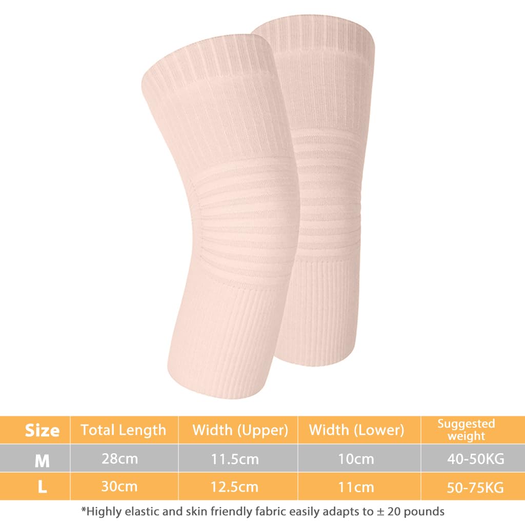 HANNEA Bamboo Fabric Knee Compression Sleeves for Men Women, Cotton Knee Brace Leg Support for Running, Pain Management, Arthritis Pain, Relief Rheumatism
