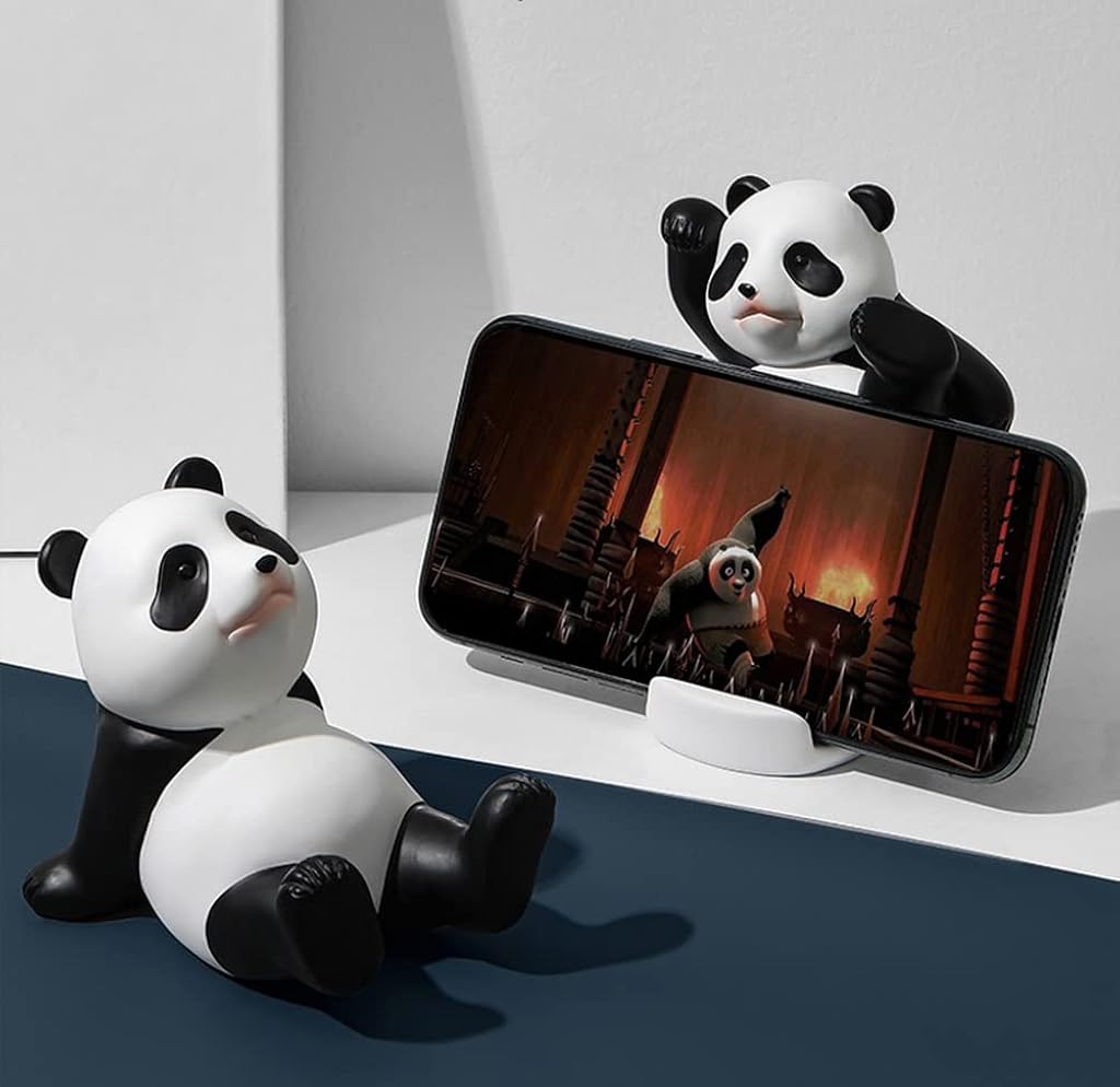 ZIBUYU® Phone Stand Desk Accessories Resin Panda Figurines Home Decor Decorative Tabletop Ornaments Cute Phone Holder