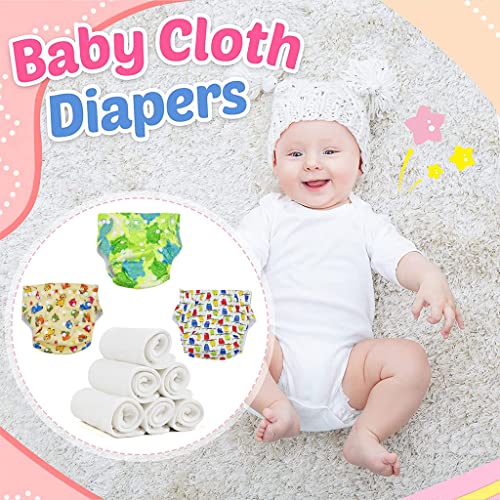 SNOWIE SOFT Adjustable Cloth Diapers 0-3Yrs Pack of 3 with 6 Bamboo Inserts, Waterproof Reusable Diaper Covers, Breathable Eco-Friendly Nappies for Infants to Toddlers