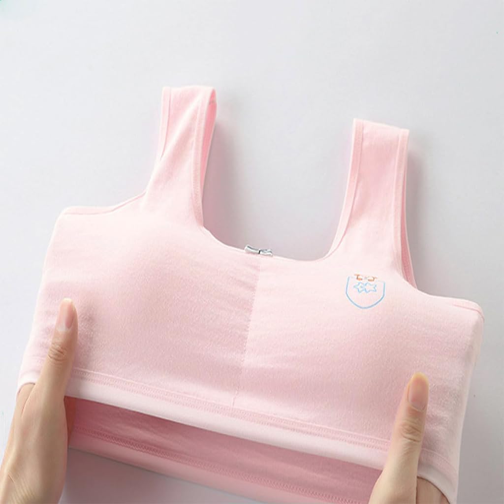 PALAY 4Pack Training Bras for Teen Girls 8-14 Seamless Cotton Bralettes Sports Vest Girls Sports Bra, L