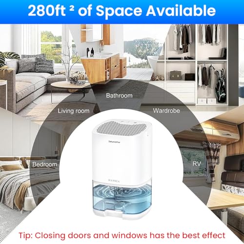 HANNEA® Dehumidifier Daily Dehumidification Capacity Up to 350ML Dehumidifier for Room Moisture for Spaces Between 50-280 ft² Dehumidifier for Wardrobe, Basement, Bedroom Full of Water Auto Shut Off