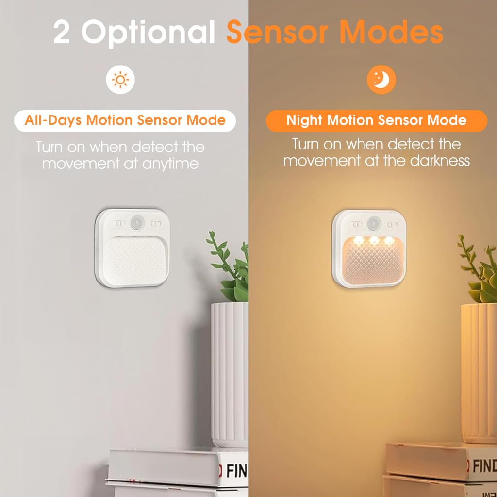 ELEPHANTBOAT 3Pcs Motion Sensor Led Night Light, Rechargeable Night Light with 3 Colour Temperature, Dimmable Brightness Night Light for Stairs Bedroom Bathroom Hallway