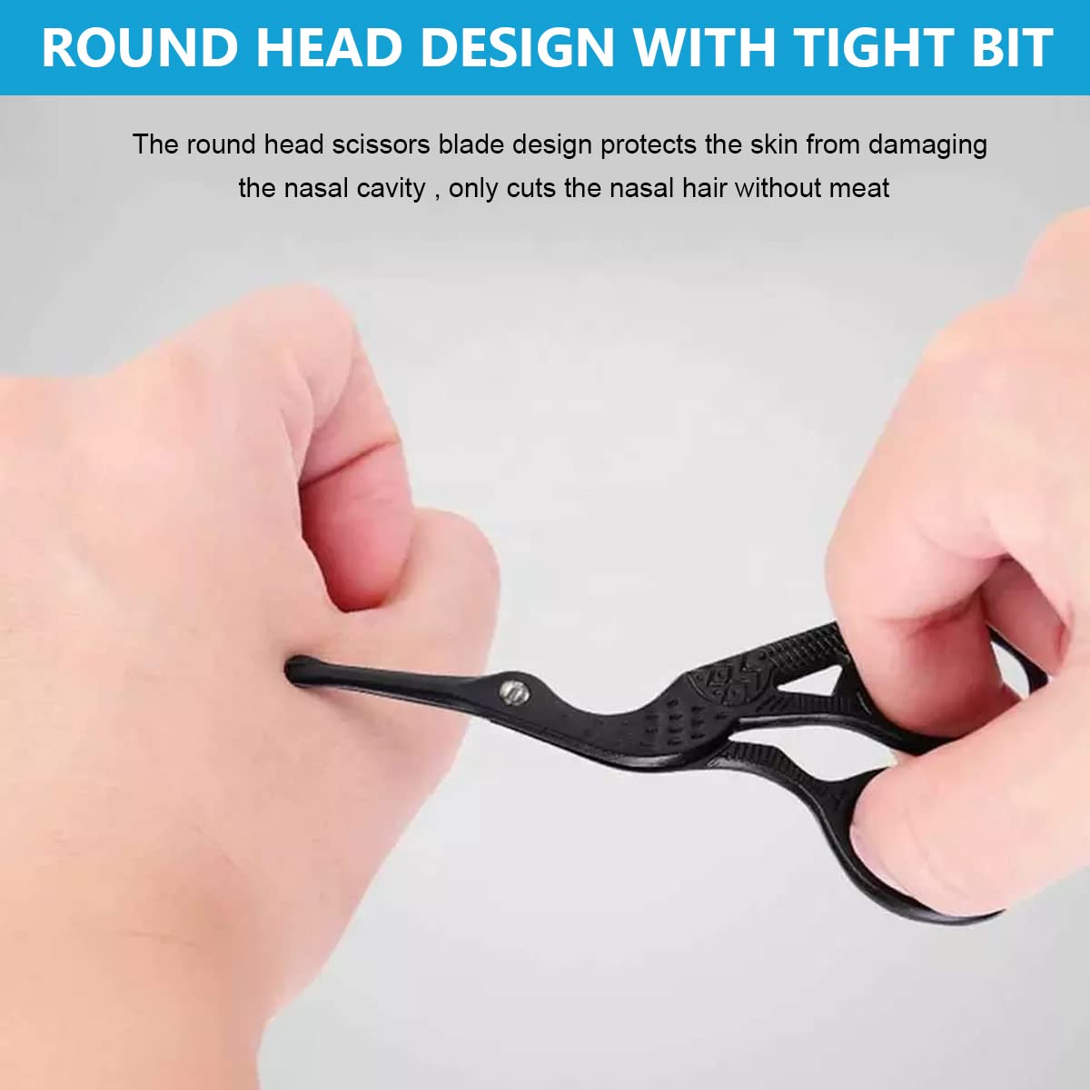 HASTHIP Black Safety Blunt Tip Creative Carved Crane, Small Beard Scissors & Nose Hair Trimmer Kit with Storage Box for Men, Women, Eyebrow, Facial Hair, Moustache