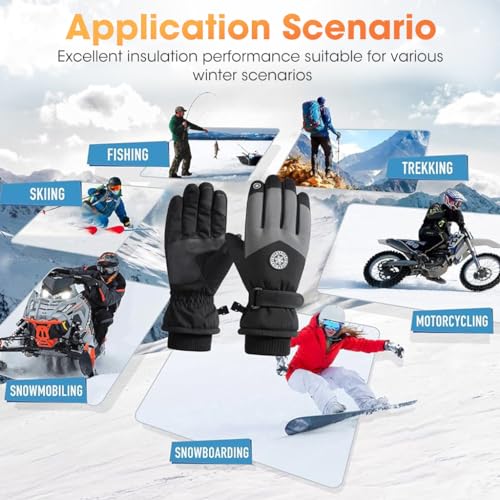 GUSTAVE® Winter Gloves Waterproof Touch Screen Anti-Slip Refrigerator for Men Women Warm Splashproof Windproof Riding Running Cycling Driving Hiking Travel Work 3 PCS