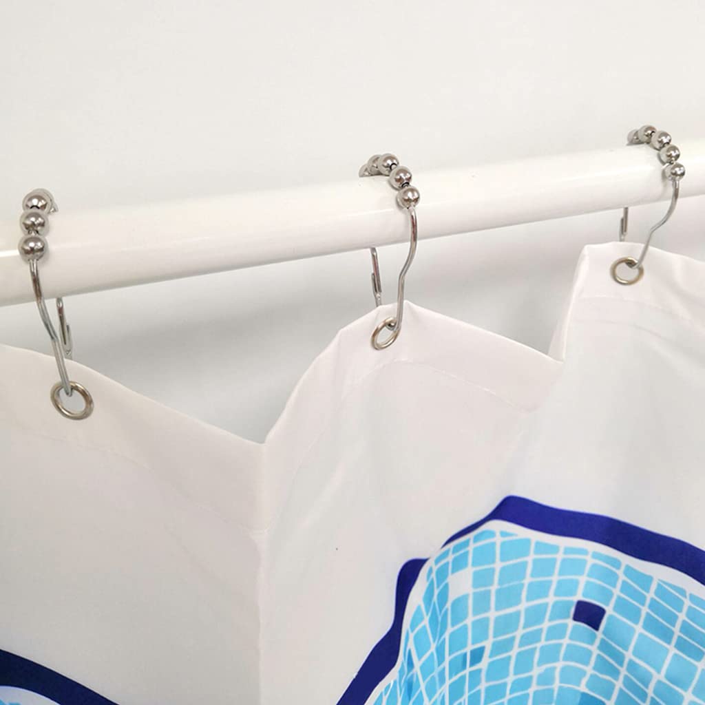 HASTHIP 24 pcs Stainless Steel Curtain Hooks for Bathroom Shower Rods Curtains, Shower Curtain Hooks Rings, Curtain Rings Metal-(6 x 4cm/2.3 x 1.6 inch, Silver)