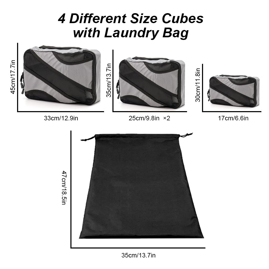 PALAY 4 Set Luggage Packing Organization Cubes, Travel Cubes Travel Organizer Bags for Carry on Luggage, Compression Suitcase Organizer Bags Set for Travel Essentials