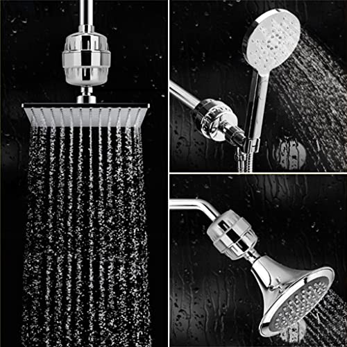 HASTHIP Hard Water Shower Filter with 2 15-Layer Filteration Replacement Water Filter Cartridge, 1 Tape and 2 Gaskets, Shower Head Filter to Remove Chlorine Fluoride, G 1/2'' Universal Water Filter