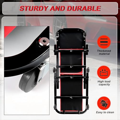 Serplex® Mechanic's Creeper Stool 36 Inch, 2 In 1 Convertible Rolling Garage Seat with Padded Cushion Multifunctional Mobile Mechanic's Creeper for Auto Repair & Maintenance