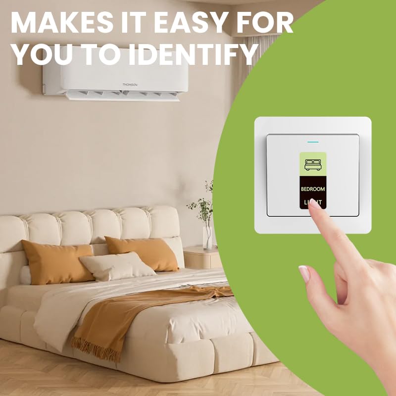 HASTHIP® Switch Board Stickers for Home Glow in Dark Self-Adhesive Light Switch Labels Waterproof Wall Stickers for Bedroom Living Room Kitchen Décor 2PCS