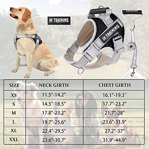 ZIBUYU Dog Vest Harness for Dogs 23-30kg with Safety Reflective Strip Quick Release Buckle Adjustable Size Easy Control Handle for Medium Large Dogs(XL)
