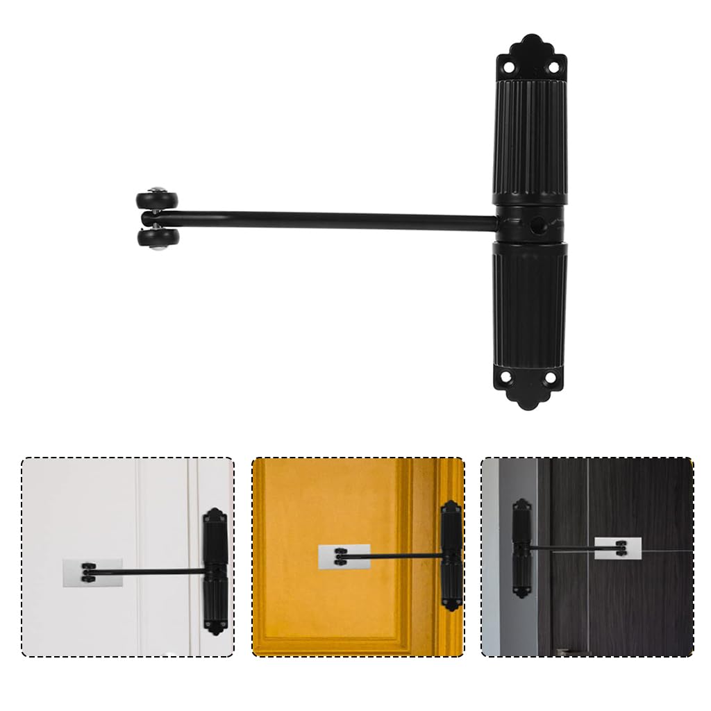 HASTHIP Zinc Alloy Door Closer, Automatic Safety Spring Door Closer, Adjustable Closing Door Hinge, Quiet Door Closer for Wooden Door, Metal Door, Security Door, Weight Up to 60 Kgs (Black)