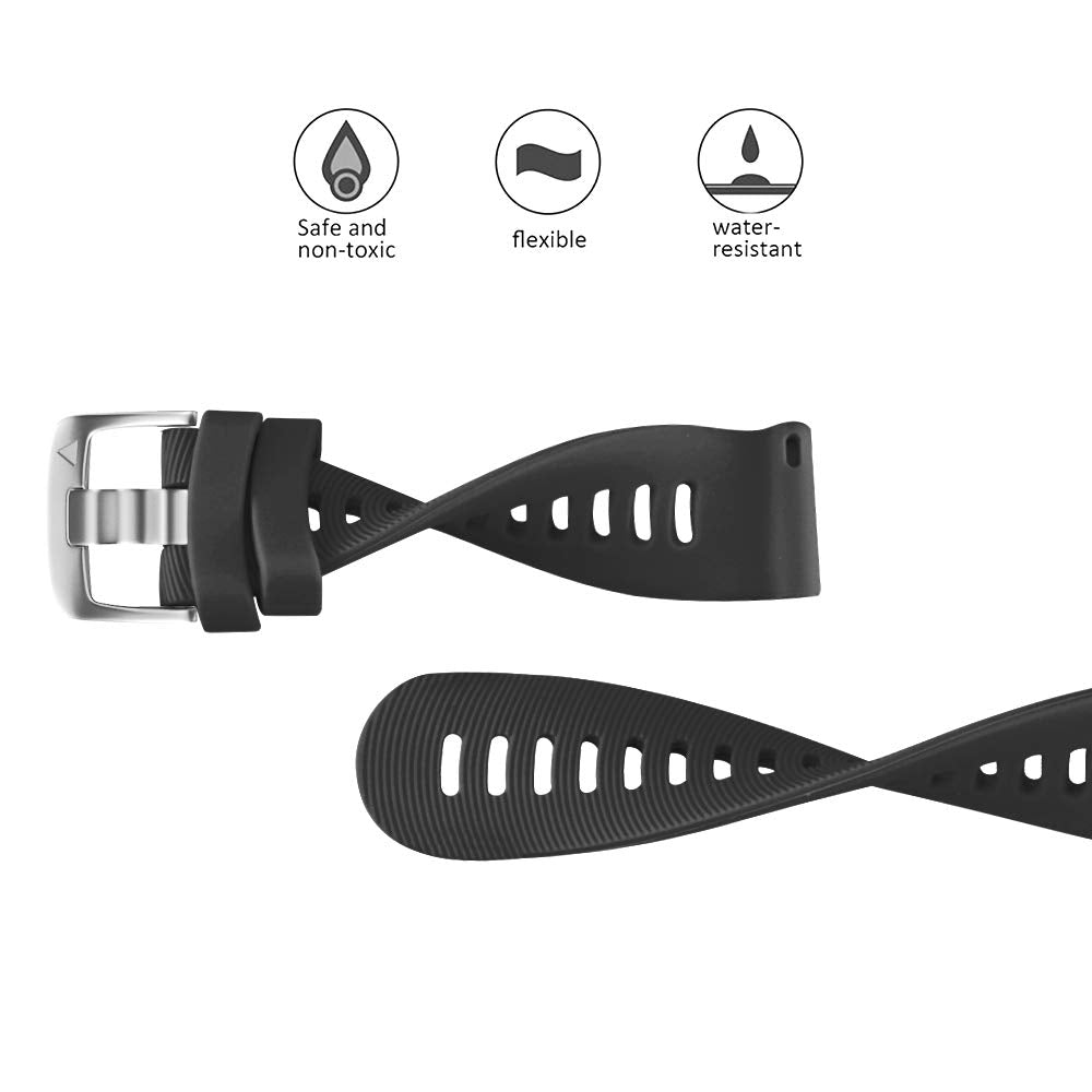 ZORBES Silicone Watch Strap Fashion Black Watch Band for Forerunner 645/245 Universal 20mm Width Watch Straps Adjustable Wristband Watch Bands for Galaxy Watch 5/5 Pro Galaxy Watch 4 Vivoactive 3