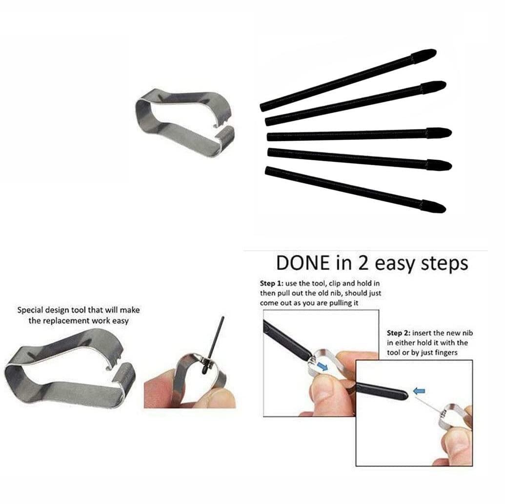 Verilux Universal Touch Stylus S Pen Replacement Stylus Pen Refill Tool Kit for Samsung Galaxy Note 10 / Note10+Plus / Note20 / Note20+ Plus Tab S6/7, 5pcs with 1 Tweezers Removal Tool(Black) (white)