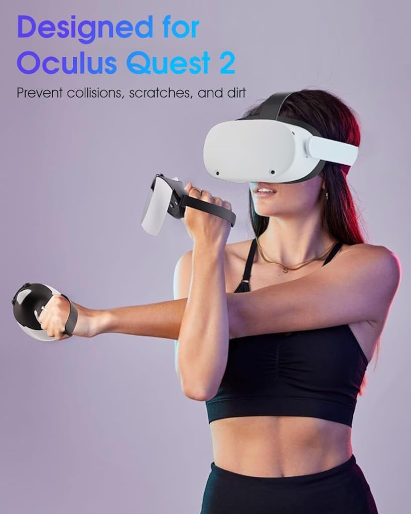 ZORBES Controller Grips Cover for Oculus Quest 2, Non-Slip Texture - VR Accessories Compatible with Meta Quest 2, Silicone Controller Grip Covers with Adjustable Ankle Straps Use