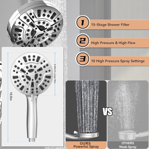 HASTHIP® High voltage electroplating handheld showerhead bathroom with 10 water outlet modes