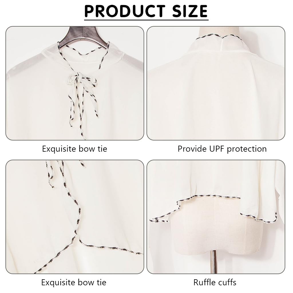 PALAY Chiffon Shawl Shrug for Women Sun Protection Sheer Cardigan Capes Wraps Loose Summer Arm Sleeves Travel Beach Shrug for Biking Cycling Driving Fishing