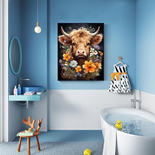 HASTHIP DIY 5D Diamond Painting Art Craft Kit Creative Cattle Art Diamond Painting Wall Decor DIY Diamond Painting Material Kit for Kids & Adults No Frame DIY Diamond Painting Art Kit, 12x16inch