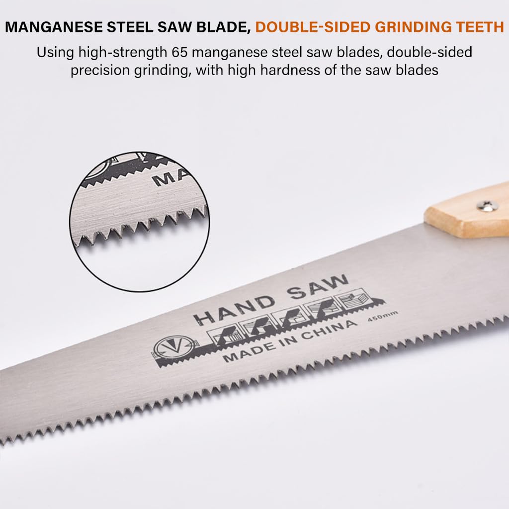 HASTHIP 45cm Hand saw for Wood, Plywood Cutting, Heavy Duty SK-4 Steel Handsaw for Pruning, Gardening, High Cutting Efficiency, Hand-Crafted Tool for Carpenter