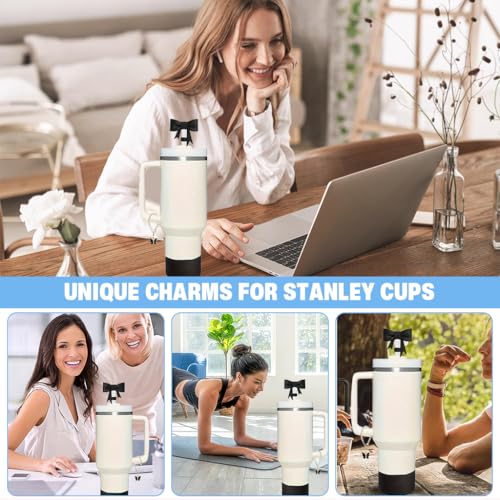 HASTHIP® 27PCS Cup Accessories for Stanley Charm Kit with 2 Reusable Straws Cleaning Brush Butterfly Handle Lid Straw Hole Plug Bottom Sleeve Spill-Proof Set Cup NOT Included