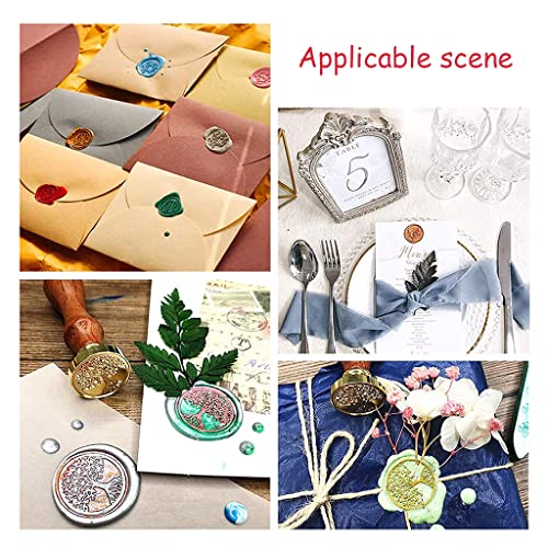 Supvox® Wax Seal Stamp Kit Gift Box Set 8PCS Sealing Wax Stamp Copper Seals 1 Wooden Handle 2 Color Sealing Bar for Cards Envelopes