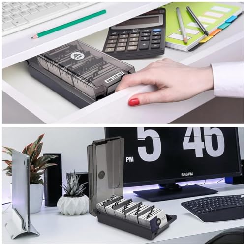 OFIFO® Large Capacity Business Card Storage Case with 5 Compartments & 20pcs A-Z Index Tabs, Business Card Case Organizer, Credit Card Holder File for 500+ Business Cards, 24cm x12cm x7.5cm