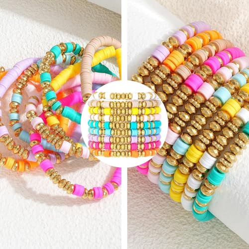 SANNIDHI® Bracelet for Girls - Bohemian Stackable Friendship Surfer Clay Beaded Bracelets