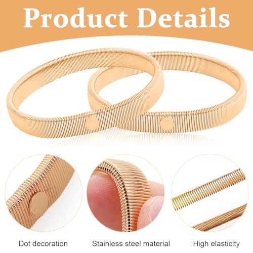 GUSTAVE® 1 Pair Shirt Sleeve Holder Stretchy Armbands Garter Metal Anti-Slip Sleeve Garter Fashion Bartenders Arm Garters for Men and Women Fixing Long Sleeves - Gold
