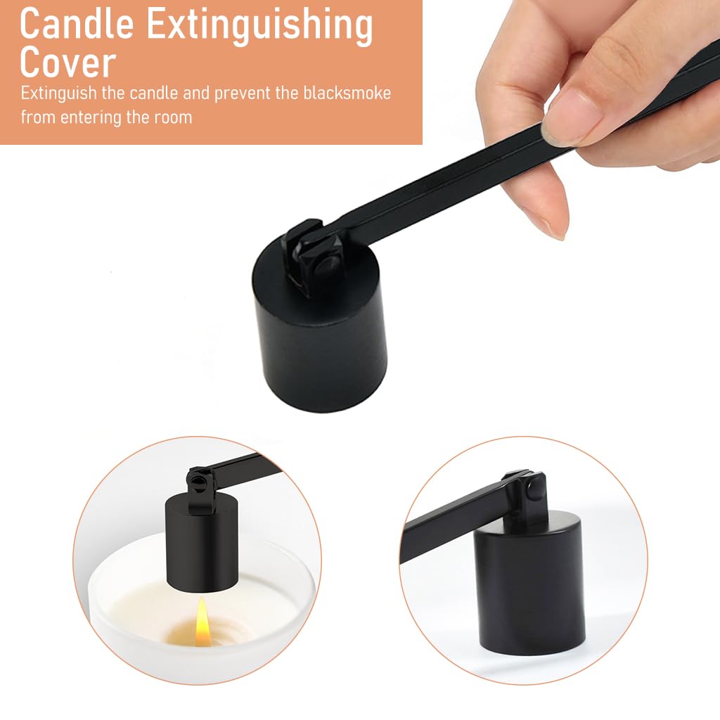 HASTHIP 3 in 1 Candle Accessory Set, Candle Wick Trimmer, Candle Snuffer, Candle Wick Dipper, Gift Packing,Essential Supplies for Scented Candle Lover (Gold)