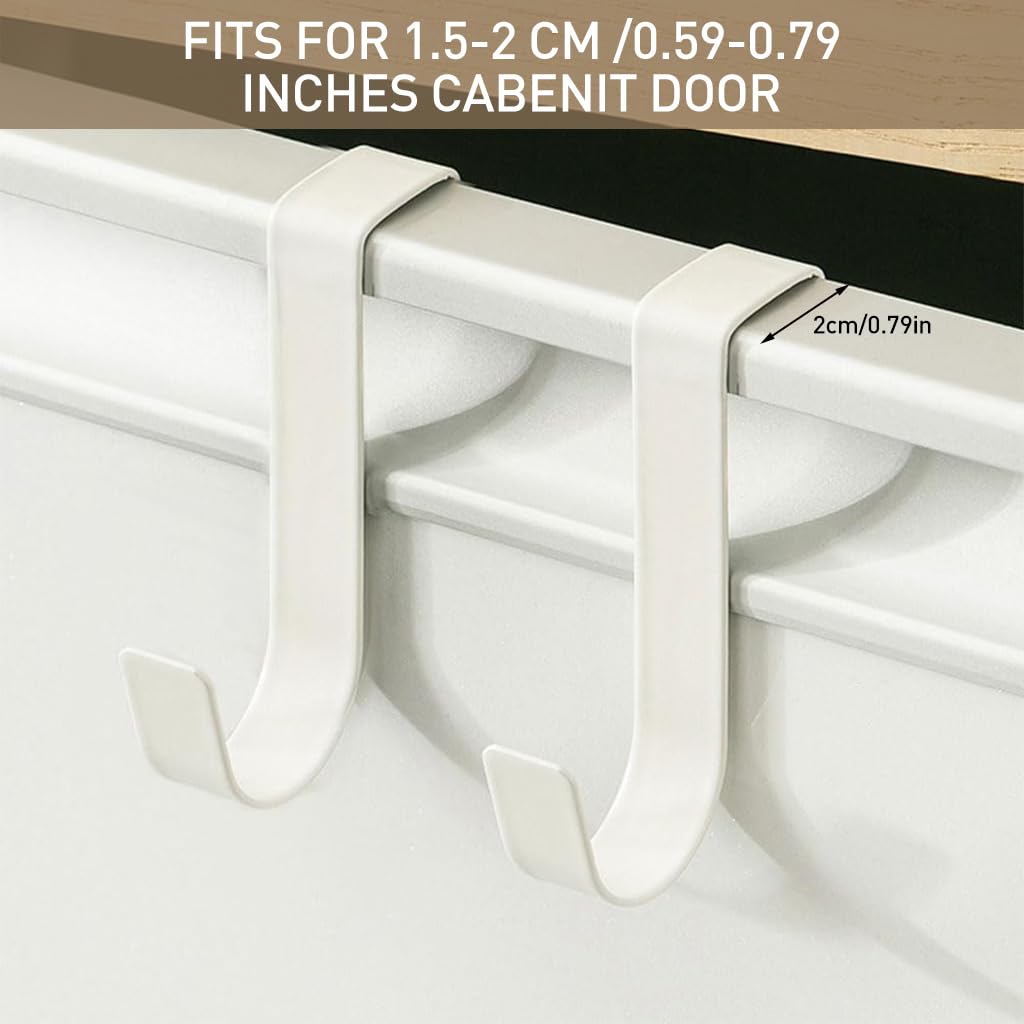HASTHIP 5pcs Hooks for Door Back White Metal Over-the-door Hooks Cabinet Door Hooks Bag Hanging Hooks Multipurpose Over-the-door Hook for Entryway, Office, Cabinet, Kitchen, Bathroom