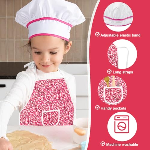 HASTHIP® 7Pcs Baking Set for Kids with Chef Cap for Kids & Waterproof Kitchen Art Apron for Kid & Oven Gloves & Heat Insulation Pad & Dough Rolling Pins & Egg Whisk & Wooden Spoon Children Baking Set