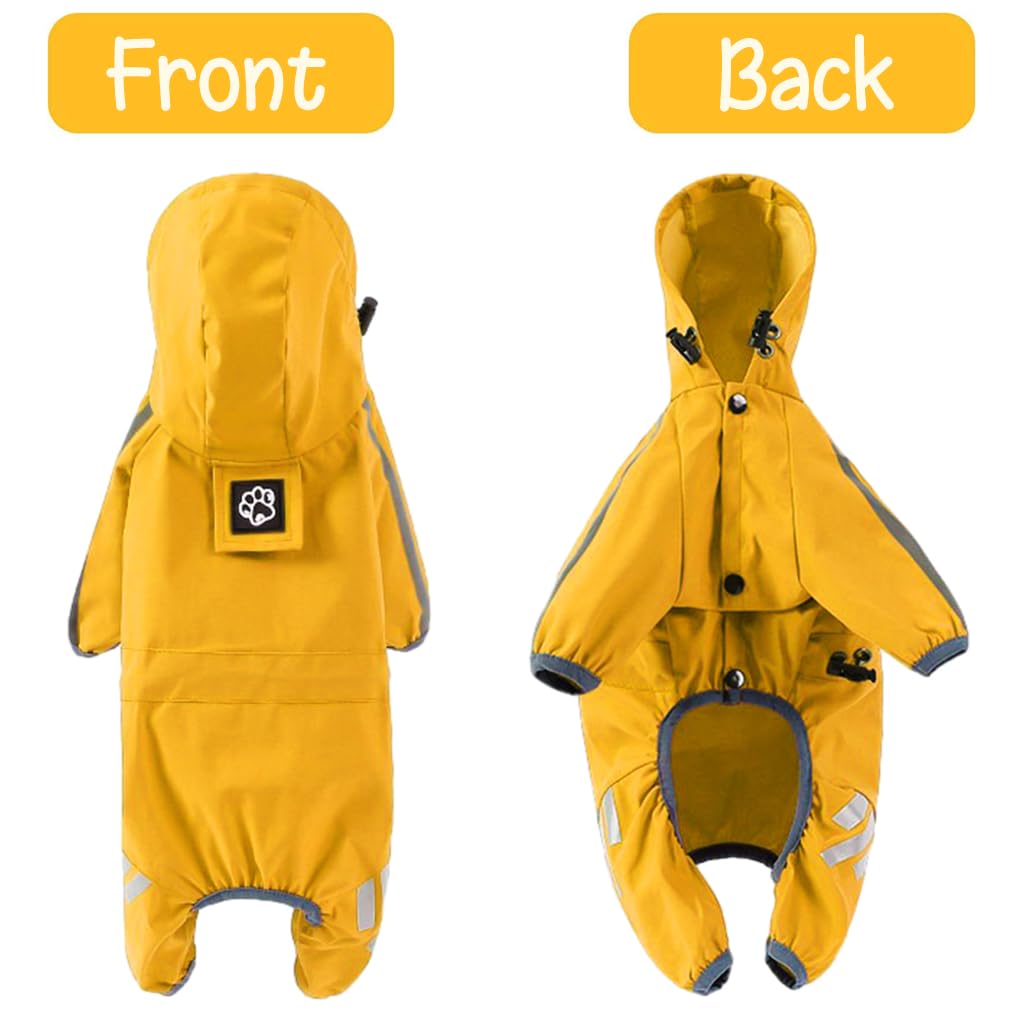 Qpets Dog Zip Up Dog Raincoat with Reflective Buttons