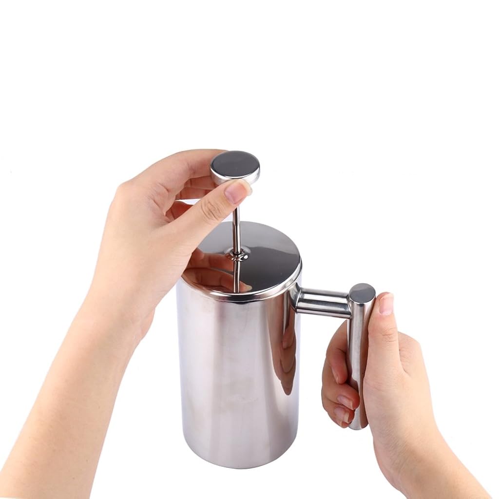HASTHIP® French Press Coffee Maker 800ML Double Insulated 304 Stainless Steel with 4 Level Premium Filtration System Rust-Free Dishwasher Safe 3 PCS