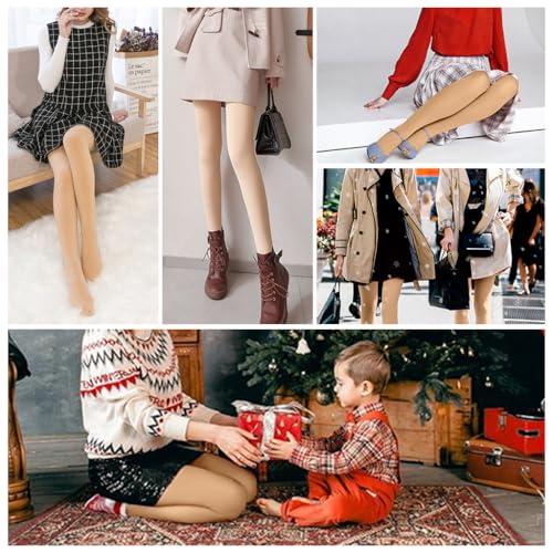 PALAY Women Thermal Tights Winter Fashion Thermal Footed Leggings Fleece-Lined Leggings Layering Leggings High Waist Stretchy Polyester Legging for Casual Wear